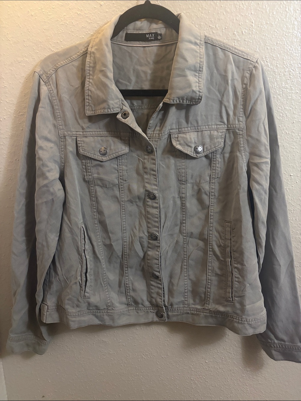 Max Studio Light Gray Denim-Style Jacket